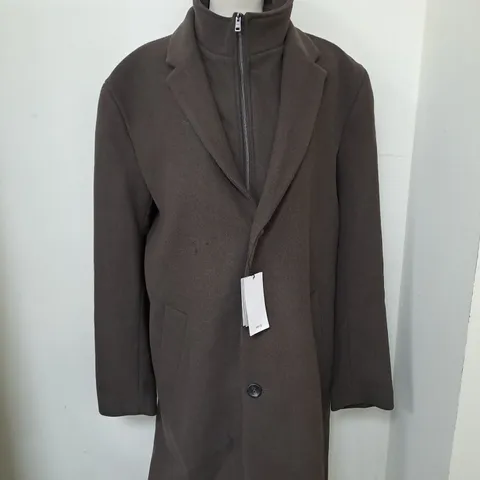 MNG WOOL BLEND SLIM FIT ZIPPED COAT SIZE L