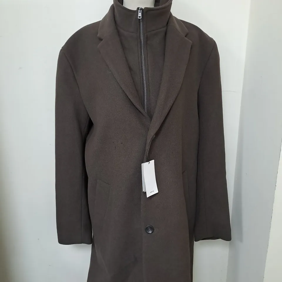 MNG WOOL BLEND SLIM FIT ZIPPED COAT SIZE L