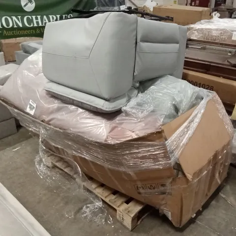 PALLET OF ASSORTED DESIGNER INCOMPLETE SOFA AND CHAIR PARTS AND PIECES