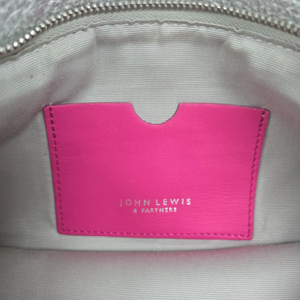 JOHN LEWIS & PARTNERS METALLIC SILVER POUCH BAG