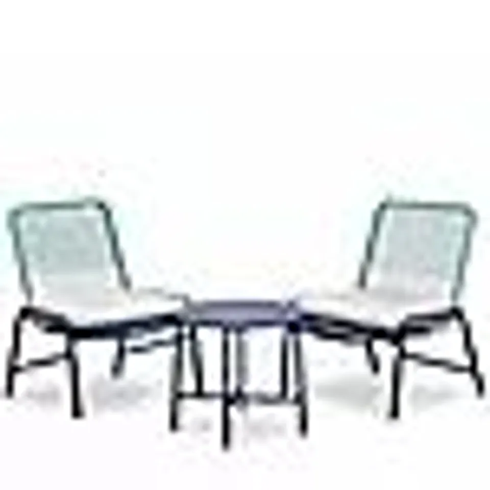GARDEN STORIES 2 CHAIRS WITH SEAT PADS & TABLE BISTRO SET BLUE