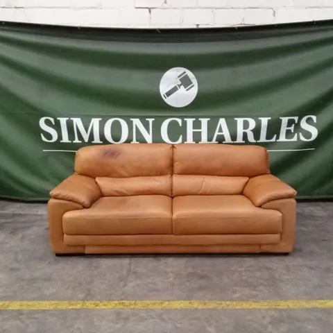 QUALITY DESIGNER ITALIAN MADE BRUNELLO LARGE 3 SEATER LEATHER SOFA - TAN