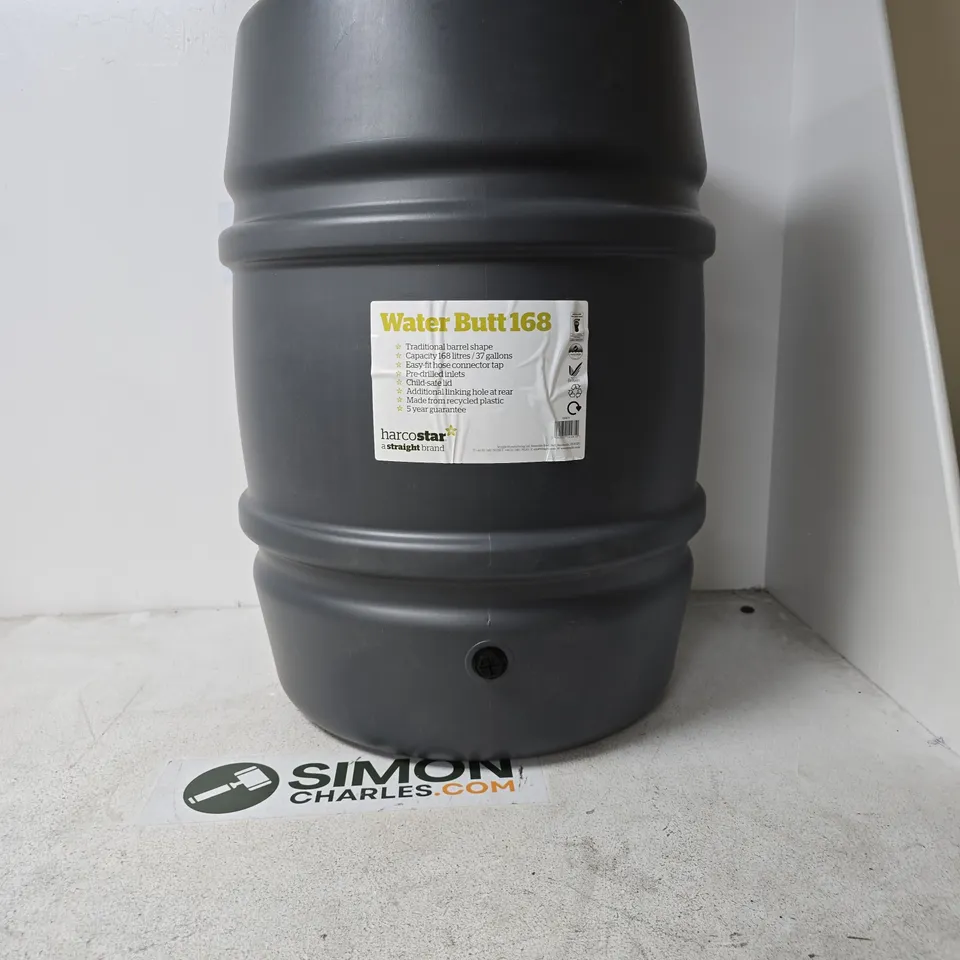 HARCOSTAR WATER BUTT 168 – GREY PLASTIC, 168L (37 GAL) CAPACITY