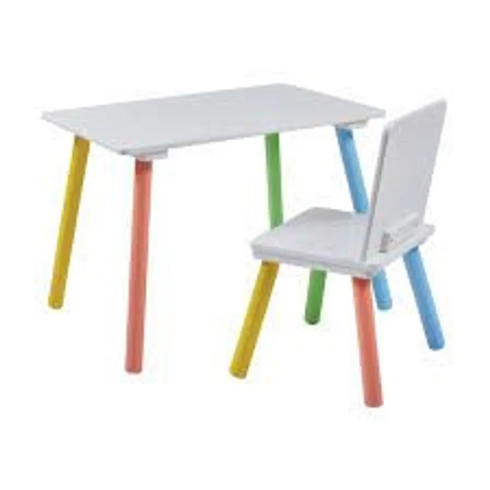 BOXED KIDS RAINBOW TABLE AND CHAIR SET