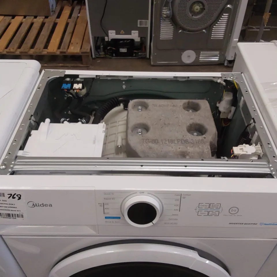 MIDEA 9KG FREESTANDING WASHING MACHINE IN WHITE, MODEL: MF10EW90BA