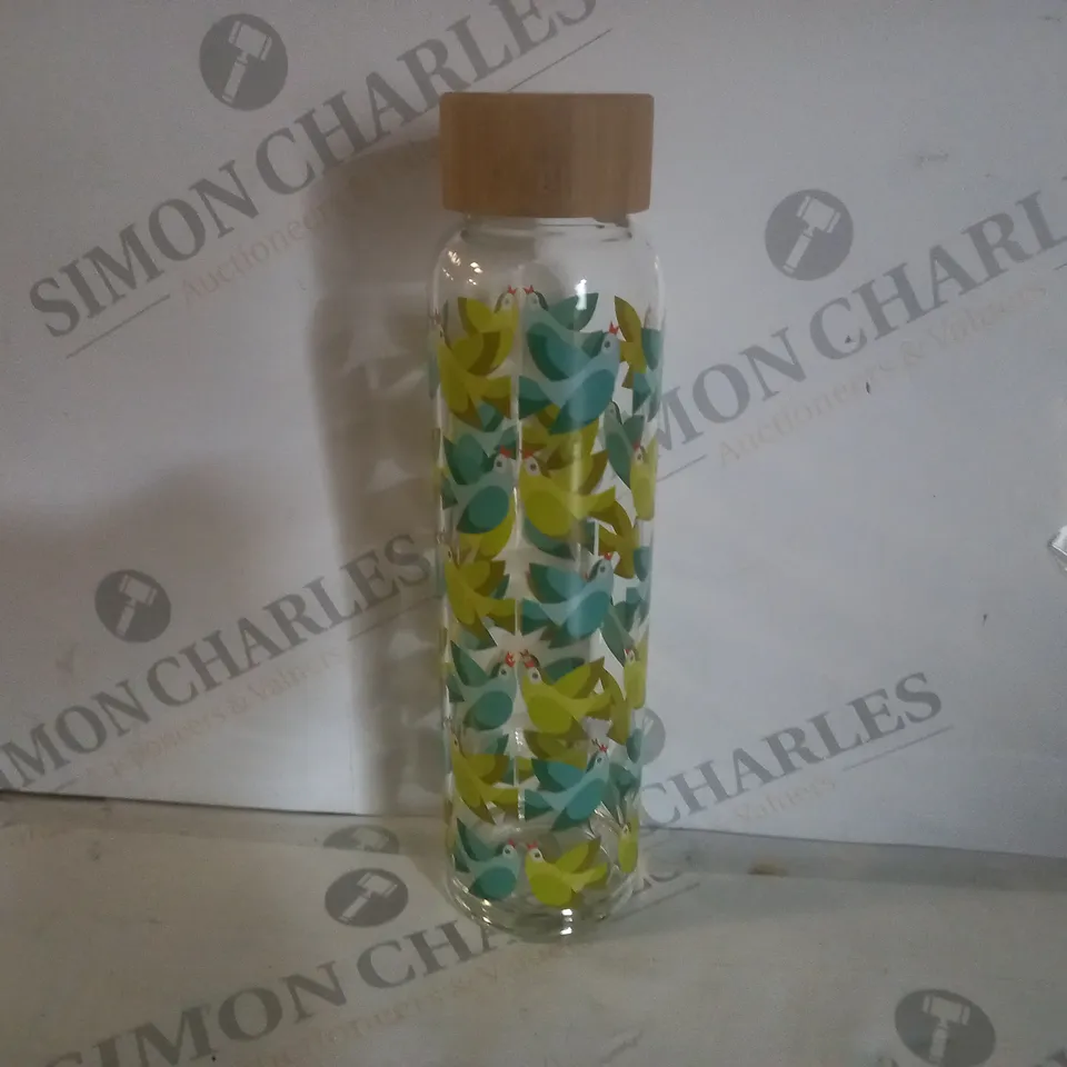 LOVE BIRDS GLASS WATER BOTTLE