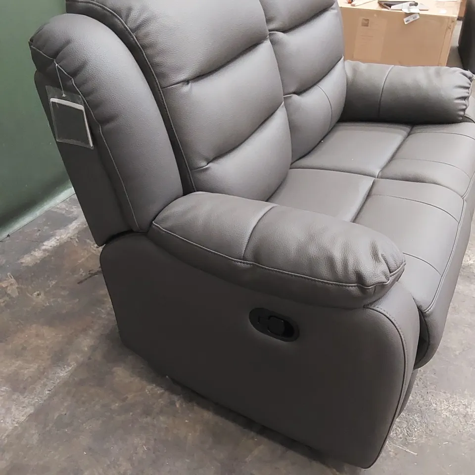 DESIGNER 2 SEATER LEATHER UPHOLSTERED MANUAL RECLINER SOFA