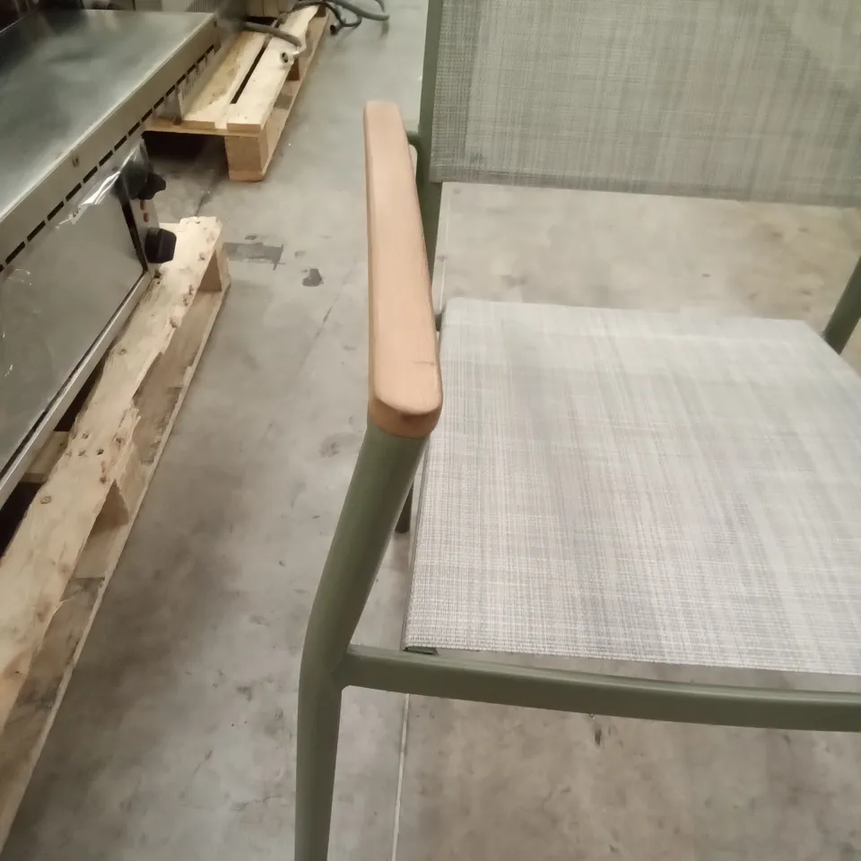 GOODHOME INDOOR GREY CHAIR WITH WOODEN ARMREST