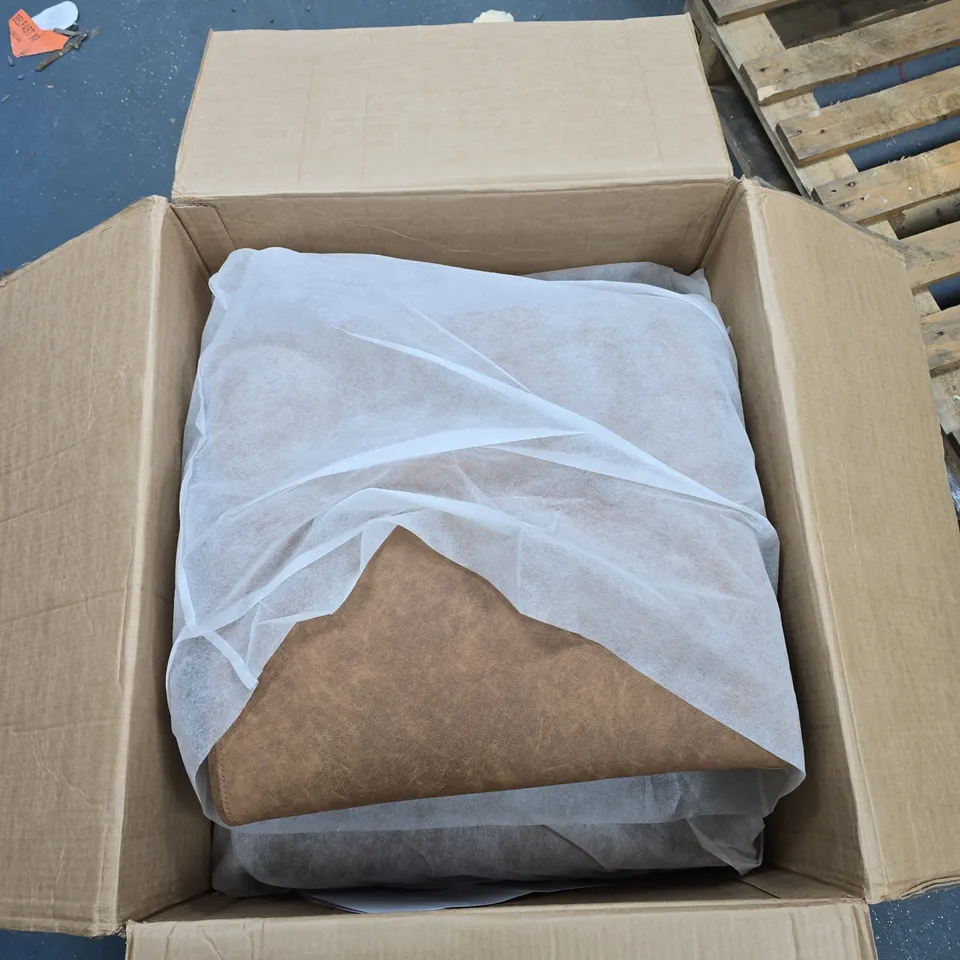 ETHAN FAUX LEATHER ACCENT ARMCHAIR - TAN RRP £0