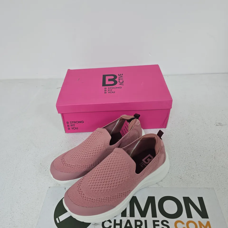 B ACTIVE LADIES' TRAINERS - PINK SLIP-ON, UK SIZE 6