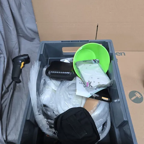 TOTE OF APPROXIMATELY 15 ASSORTED ITEMS TO INCLUDE: COFFEE MUG