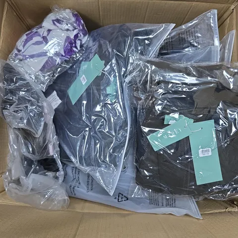 BOX OF ASSORTED CLOTHING TO INCLUDE - JUMPERS - SHIRTS - DRESSES 