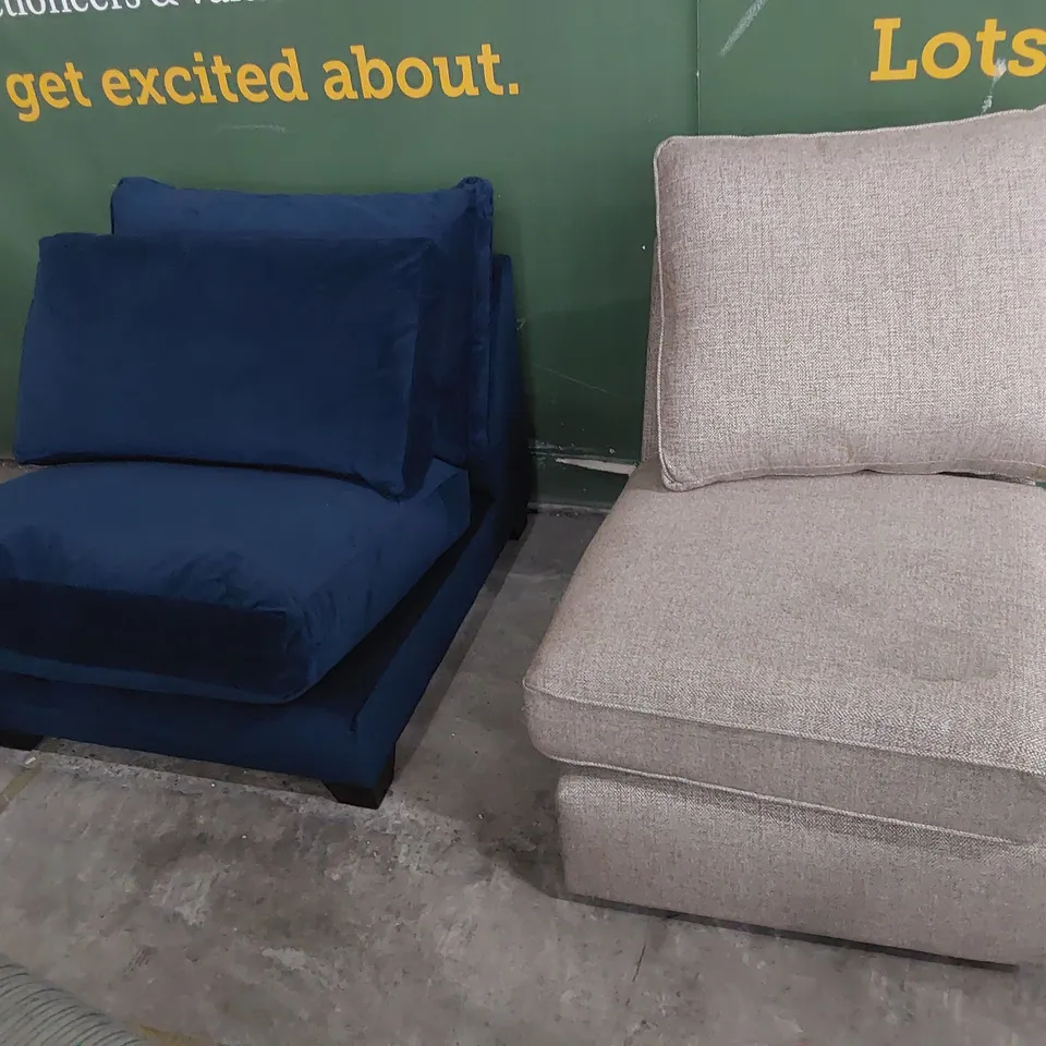 TWO FABRIC ARMLESS SECTIONS, 