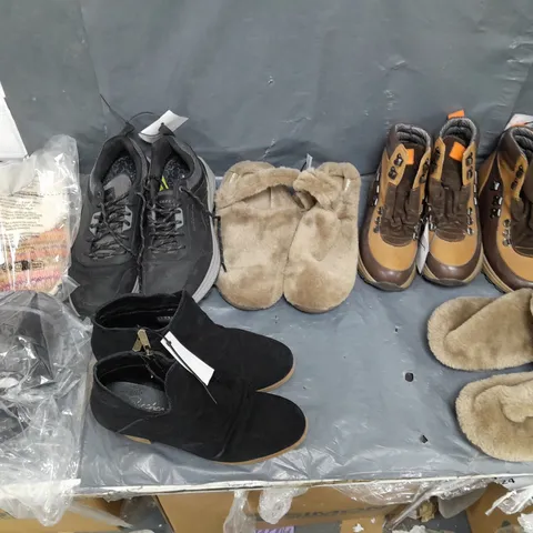 BOX OF APPROXIMATELY 8 ASSORTED UNBOXED PAIRS OF SHOES IN VARIOUS SIZES & STYLES & COLOURS 