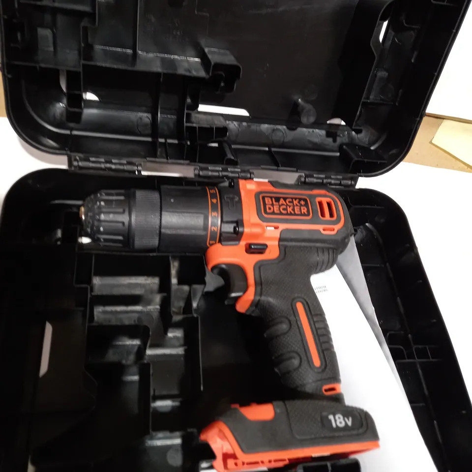 BLACK+DECKER 18 V CORDLESS 2-GEAR COMBI HAMMER DRILL POWER TOOL 