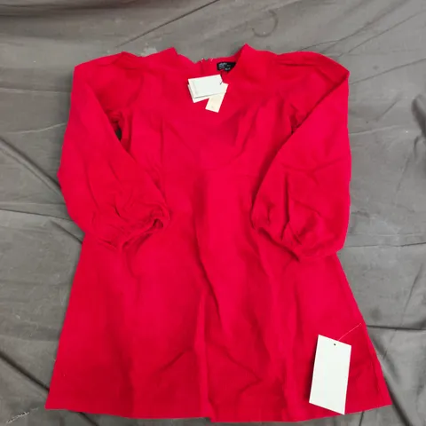 NOBODYS CHILD PEGGY MINI DRESS PETITE IN CORD RED - UK 10