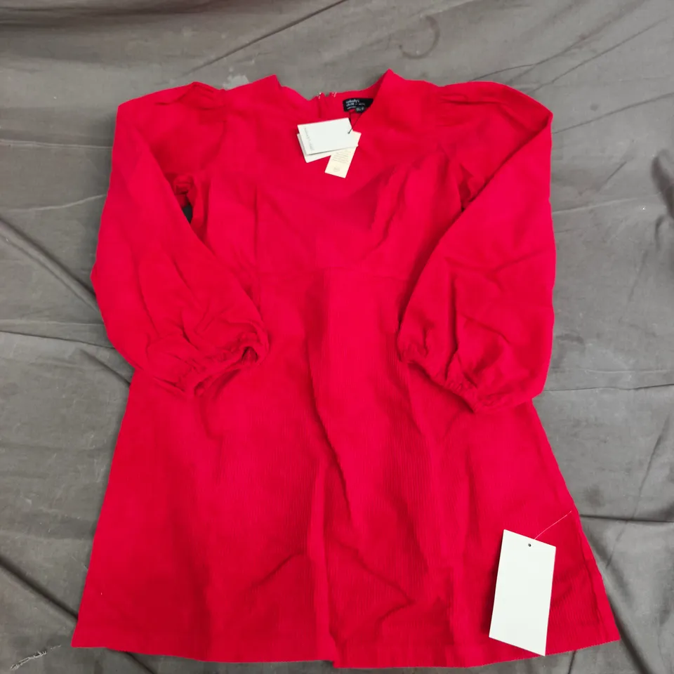 NOBODYS CHILD PEGGY MINI DRESS PETITE IN CORD RED - UK 10