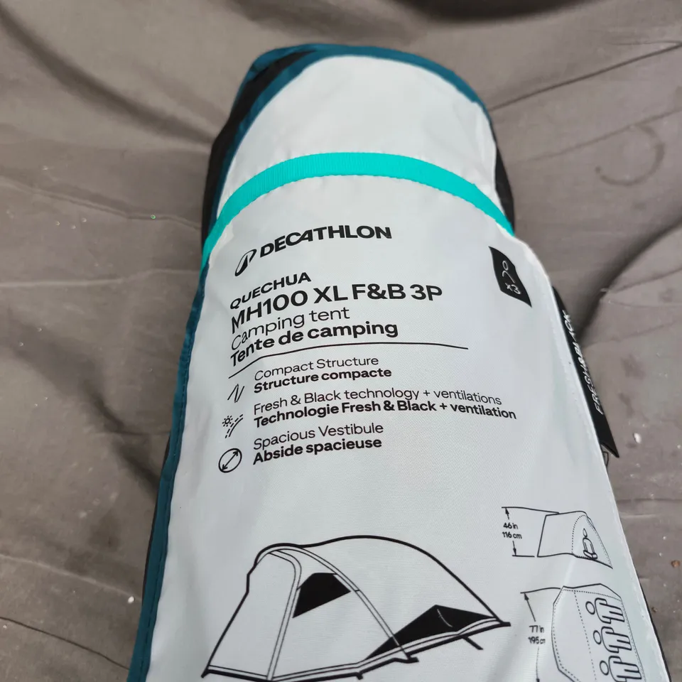 DECATHLON QUECHUA MH100 XL F&B 3P CAMPING TENT UNBOXED