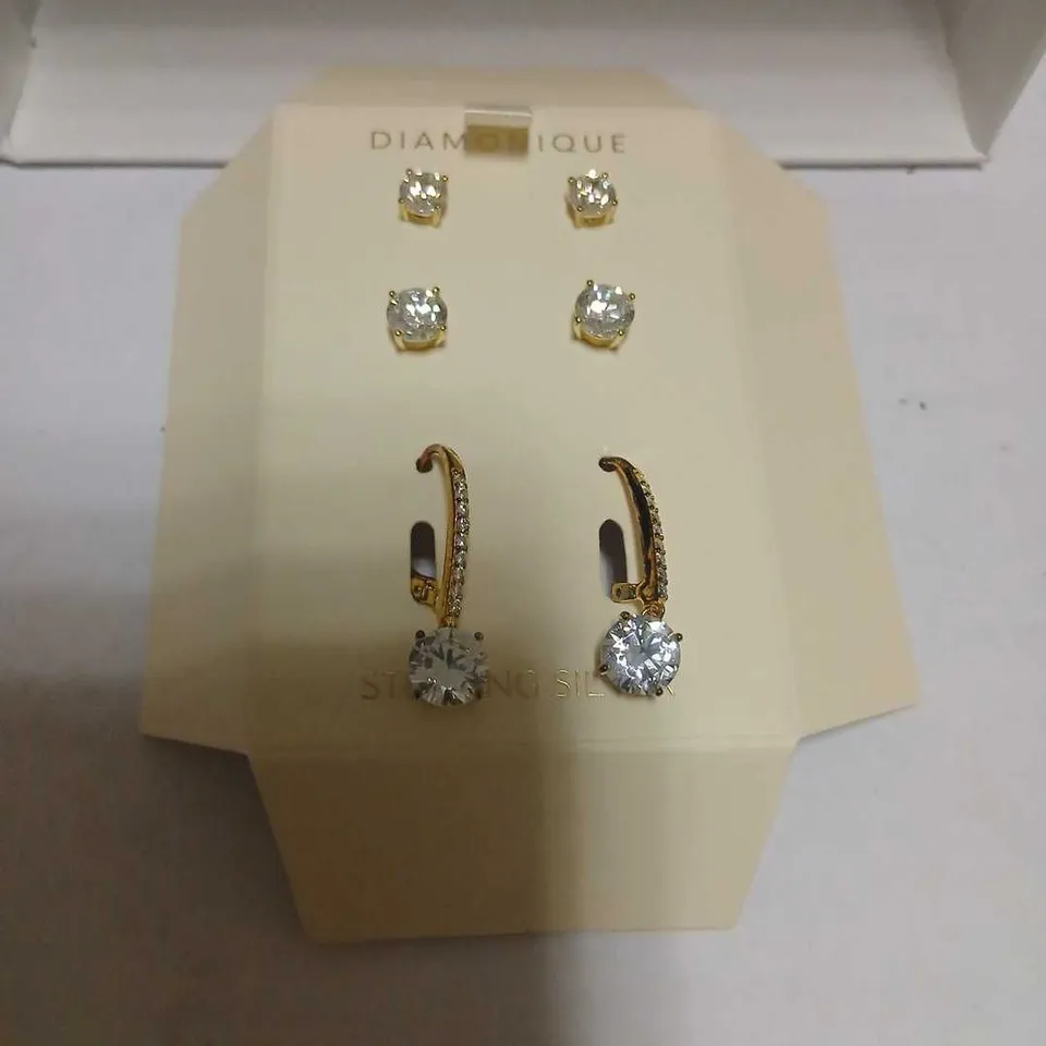DIAMONIQUE 12.5CT TW EARRING SET STERLING SILVER 