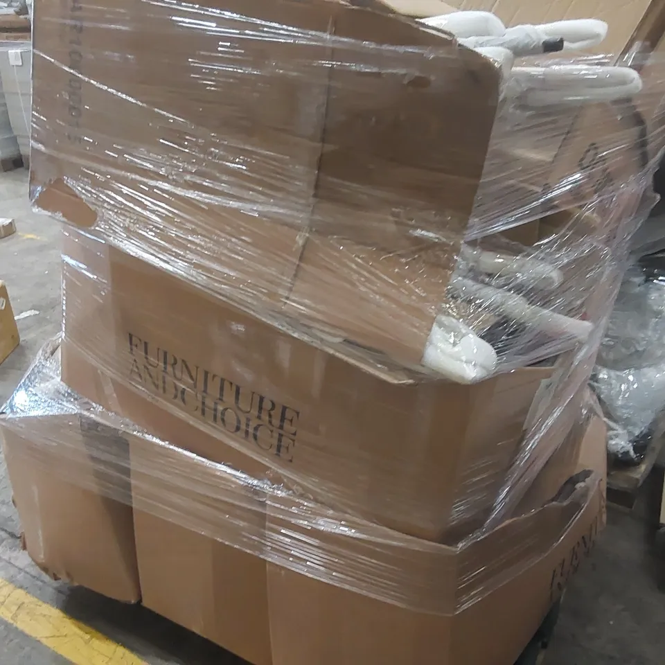 PALLET CONTAINING A LARGE QUANTITY OF ASSORTED FURNITURE PARTS INCLUDING: CHAIR PARTS ECT