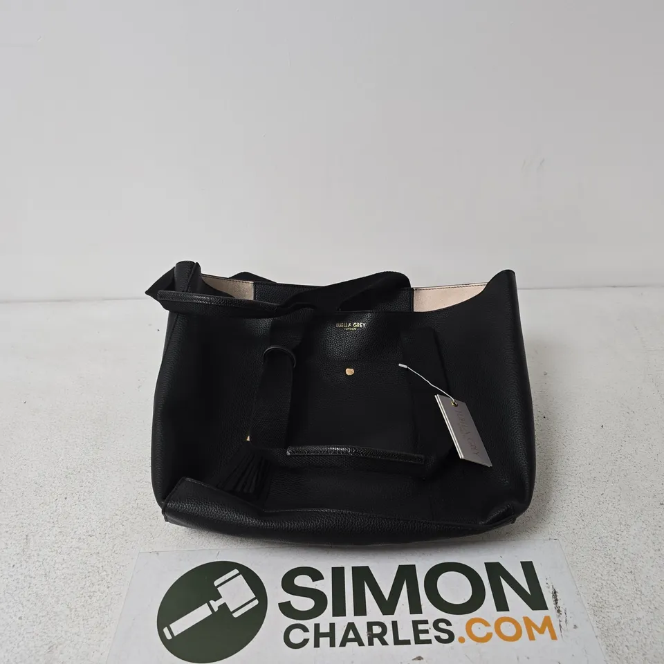 LUELLA GREY LONDON BLACK PEBBLED LEATHER HANDBAG