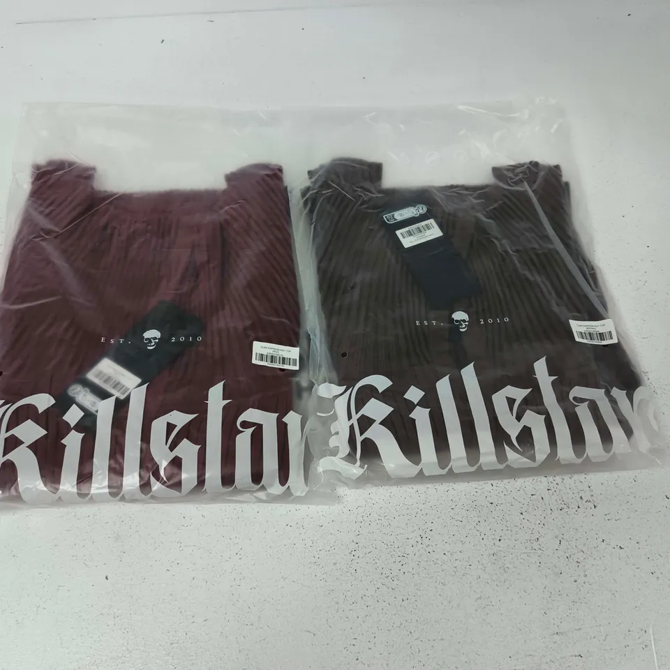 LOT OF APPROXIMATELY 28 BRAND NEW KILLSTAR CLOTHING ITEMS INCLUDES DUSK EMPRESS KNIT TOPS IN 2 COLOURS - VARIOUS SIZES