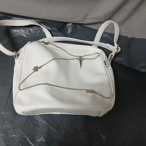 KOI WHITE LEATHER HANDBAG WITH CHAIN DETAILING
