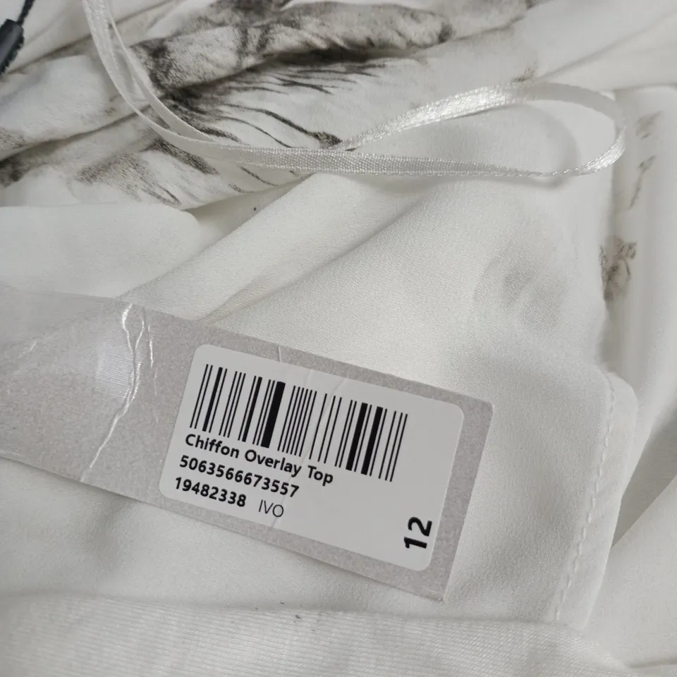 ROMAN CHIFFON OVERLAY TOP – IVORY, UK 12