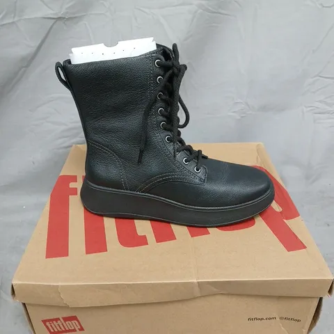 BOXED PAIR OF FITFLOP F-MODE LEATHER LACED ANKLE BOOTS - 6.5