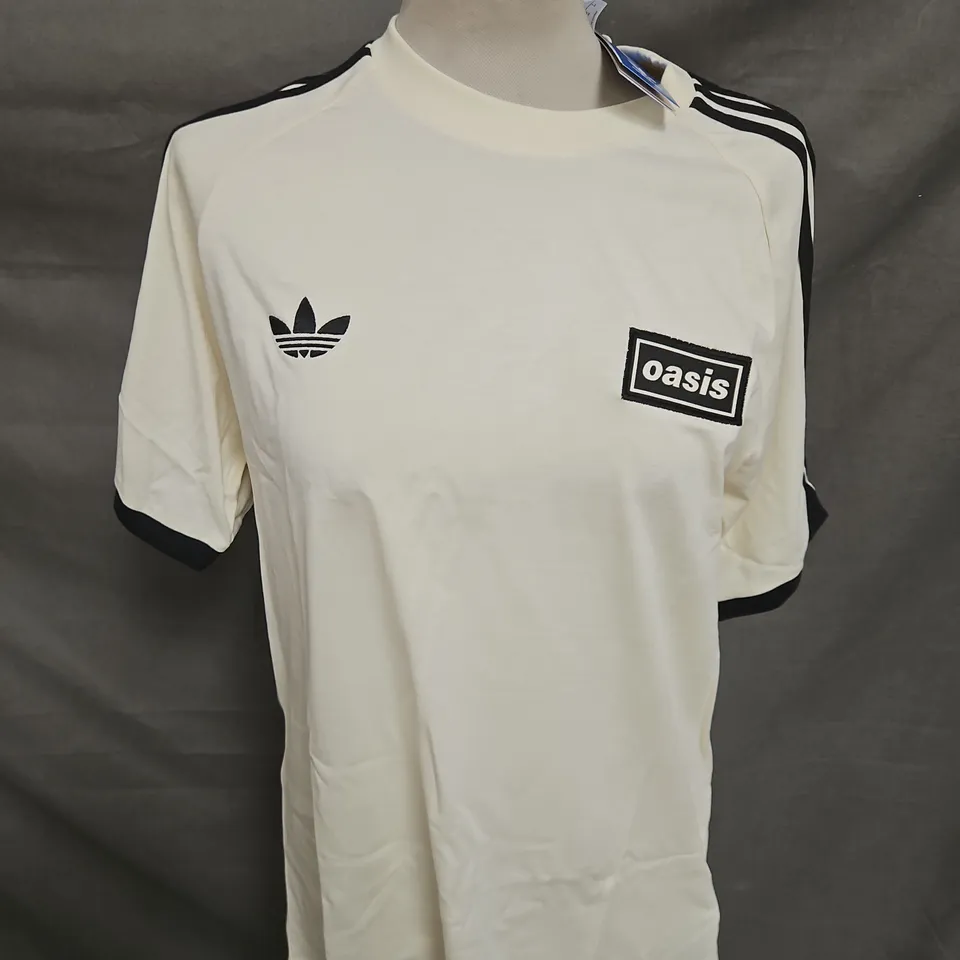 ADIDAS OASIS 3 STRIPES TEE IN CREAM/BLACK SIZE M