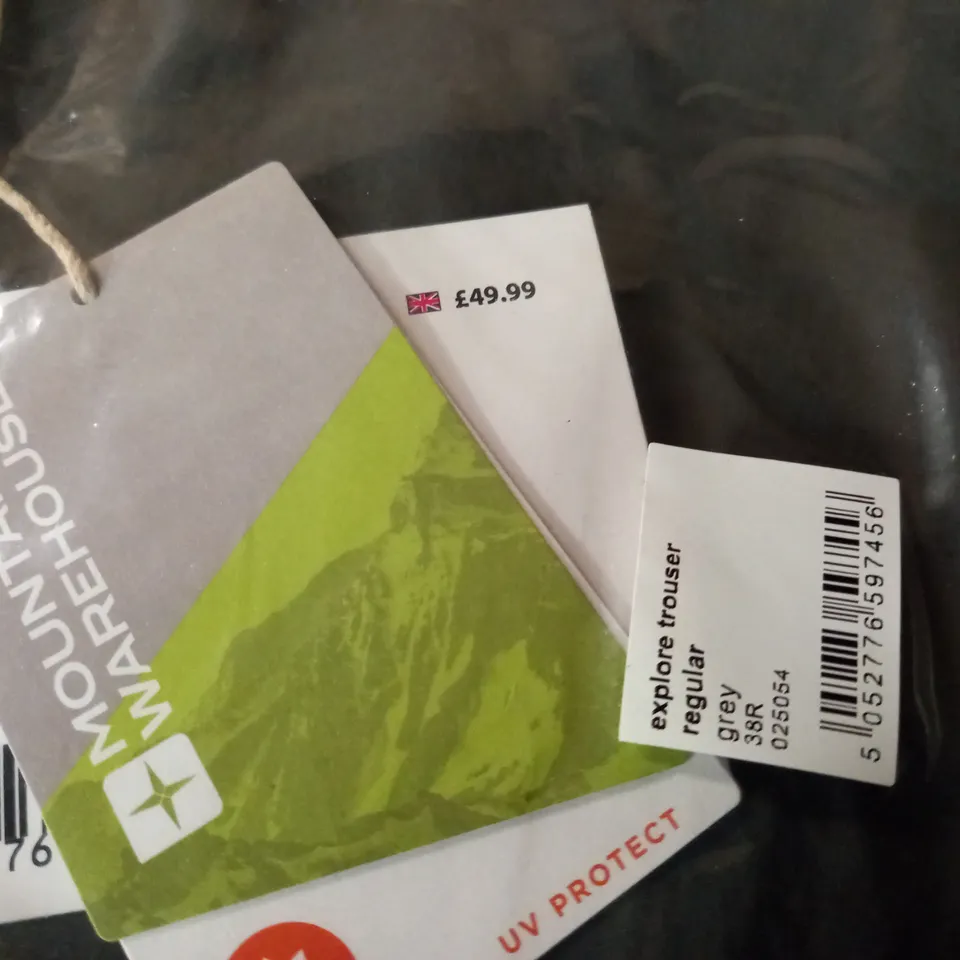 BAGGED MOUNTAIN WAREHOUSE EXPLORE TROUSERS IIN GREY - 38R