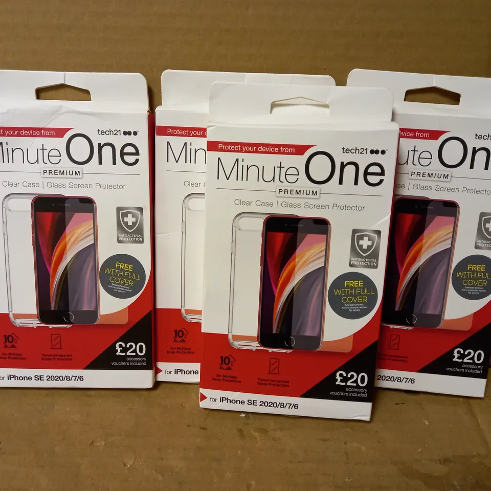 LOT OF 4 MINUTE ONE CLEAR CASES FOR IPHONE SE 2020/8/7/6