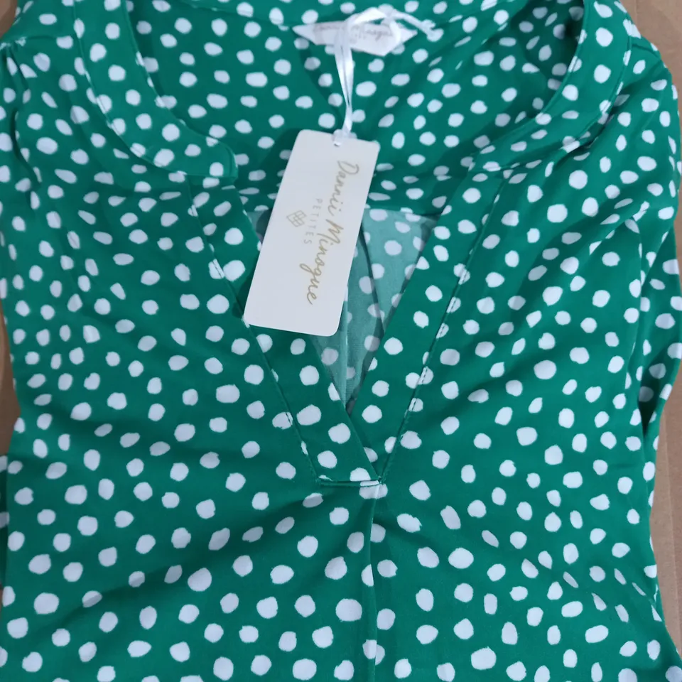 DANNI MINOGUE 3/4 DRESS TEAL WHITE SPOT 2XL