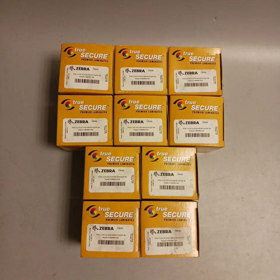 LOT OF 10 ZEBRA TRUE SECURE LAMINATE ROLL IN CLEAR ZXP SERIES