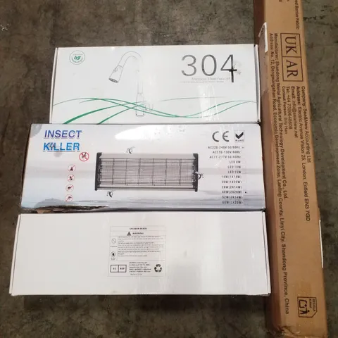 PALLET CONTAINING ASSORTED PRODUCTS INCLUDING STAINLESS STEEL FAUCET, INSECT KILLER, SHOWER MIXER & WEED BARRIER FABRIC