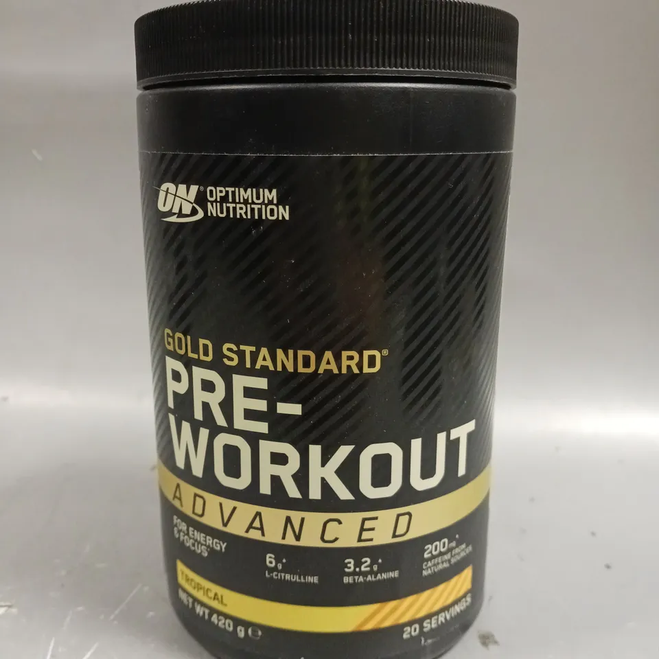 SEALED OPTIMUM NUTRITION GOLD STANDARD PRE-WORKOUT ADVANCED - TROPICAL - 420G 