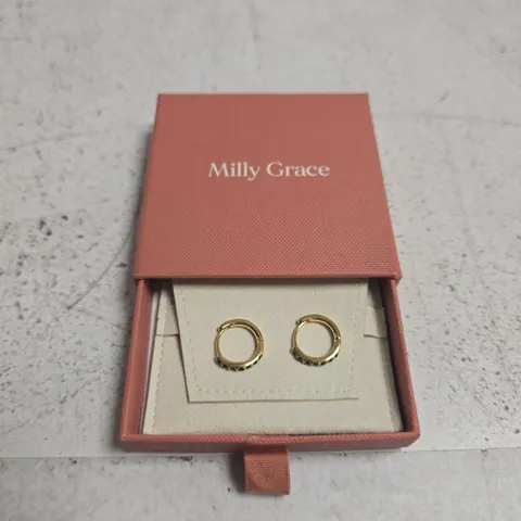 MILLY GRACE GOLD-TONE HOOP EARRINGS – PINK PRESENTATION BOX