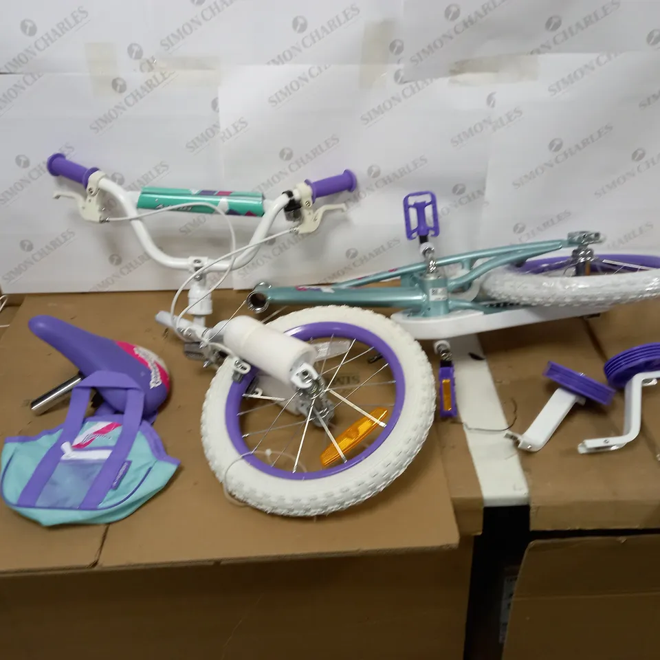 GLIMMER HUFFY CHILDRENS BIKE WITH STABILIZERS