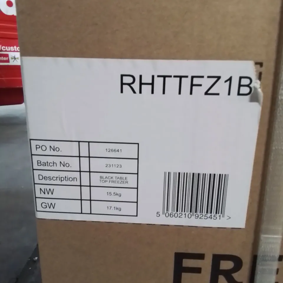 BRAND NEW BOXED RUSSELL HOBBS FREESTANDING TABLE TOP FREEZER IN BLACK