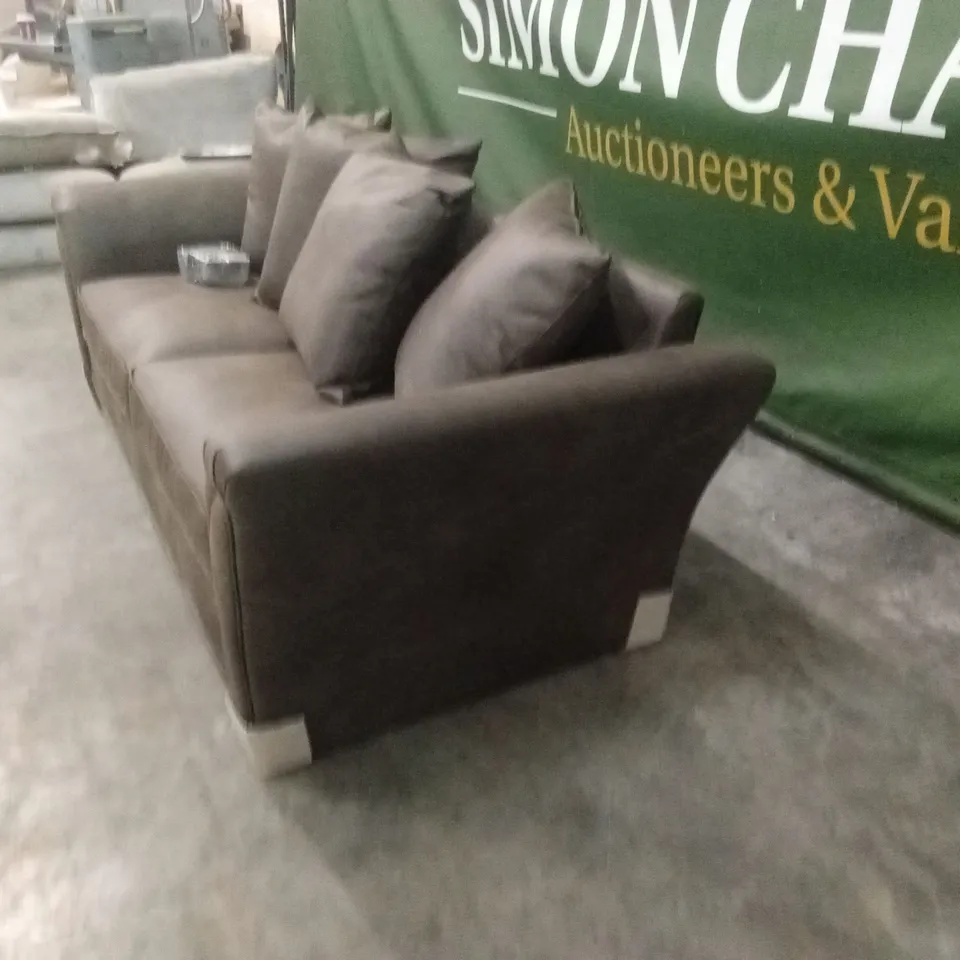 DURY LEATHER LOOK 3 SEATER SOFA - CHOCOLATE RRP £599