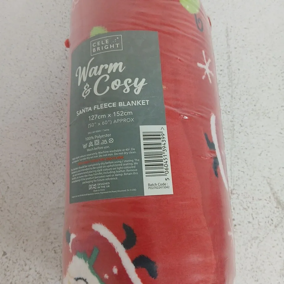CELE BRIGHT WARM & COSY SANTA FLEECE BLANKET – 127 X 152 CM