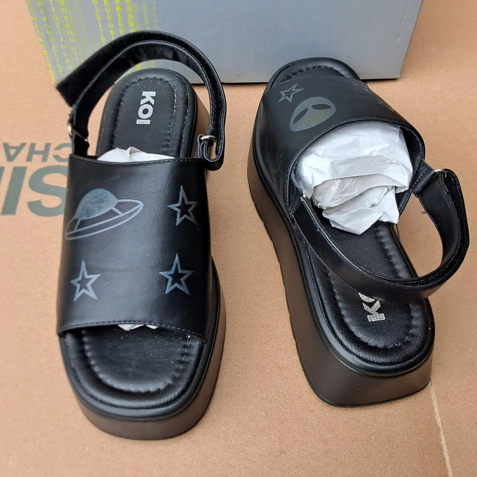 BRAND NEW BOXED KOI DEPARTED ALIENS SLINGBACK SANDALS IN BLACK - UK 4