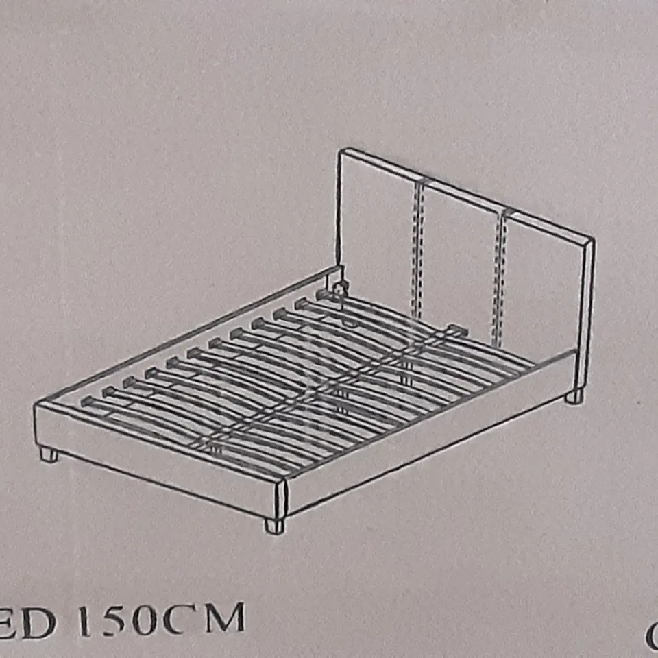 BOXED RIALTO LINEN BED 150CM   LIGHT GREY , COMPLETE 2 BOXES 