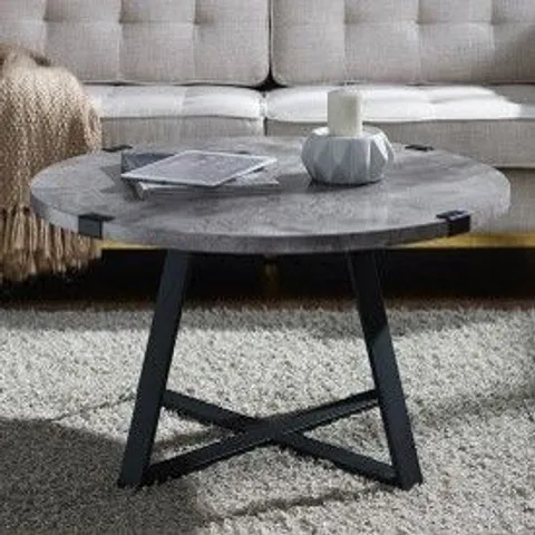 BOXED WALKER EDISON 30" METAL WRAP COFFEE TABLE - DARK CONCRETE (1 BOX)