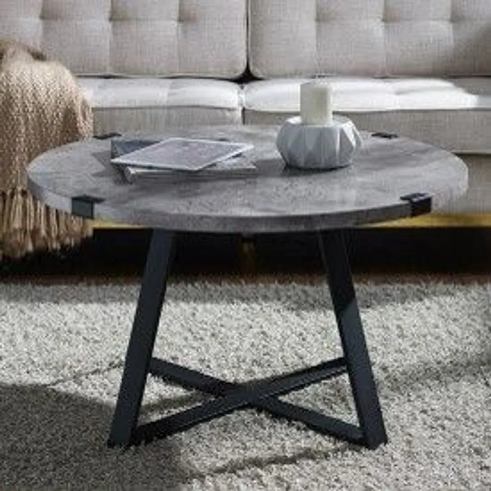 BOXED WALKER EDISON 30" METAL WRAP COFFEE TABLE - DARK CONCRETE (1 BOX)