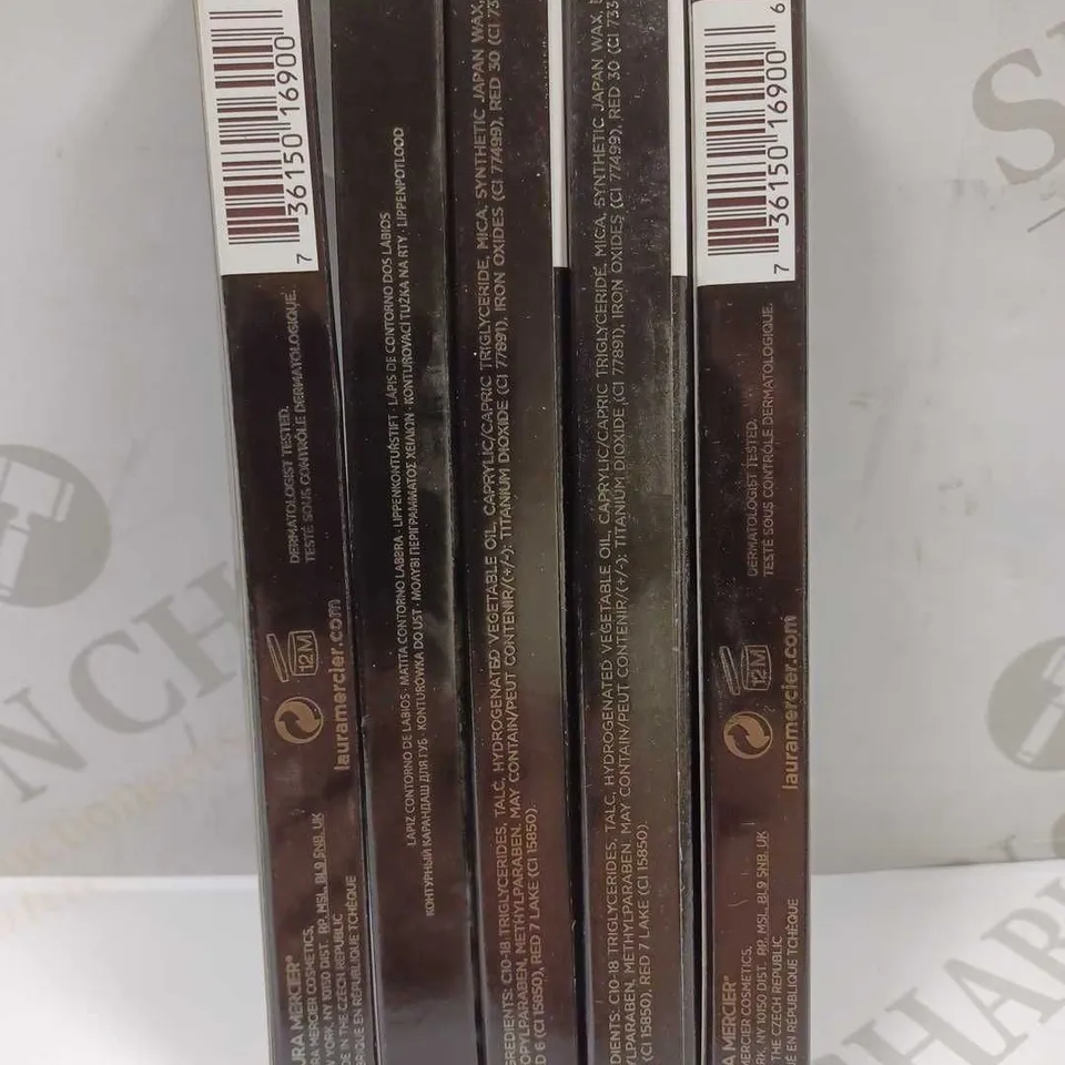 LOT OF 5 LAURA MERCIER LONGWEAR LIP LINERS - RED VELVET 