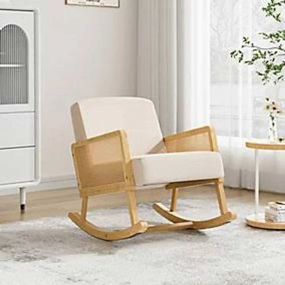 BOXED ADENA ROCKING CHAIR IN BEIGE - 1 BOX