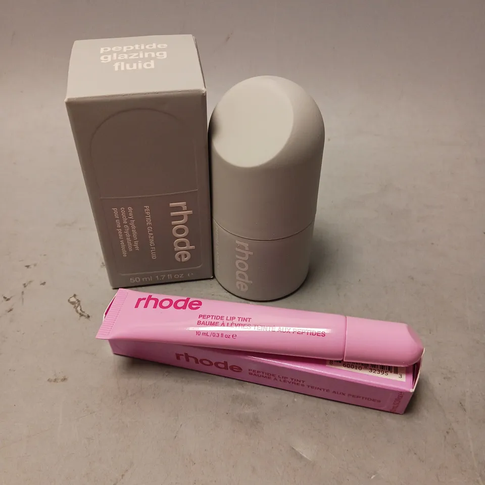 RHODE PEPTIDE GLAZING FLUID 5OML AND PEPTIDE LIP TINT IN JELLY BEAN 10ML