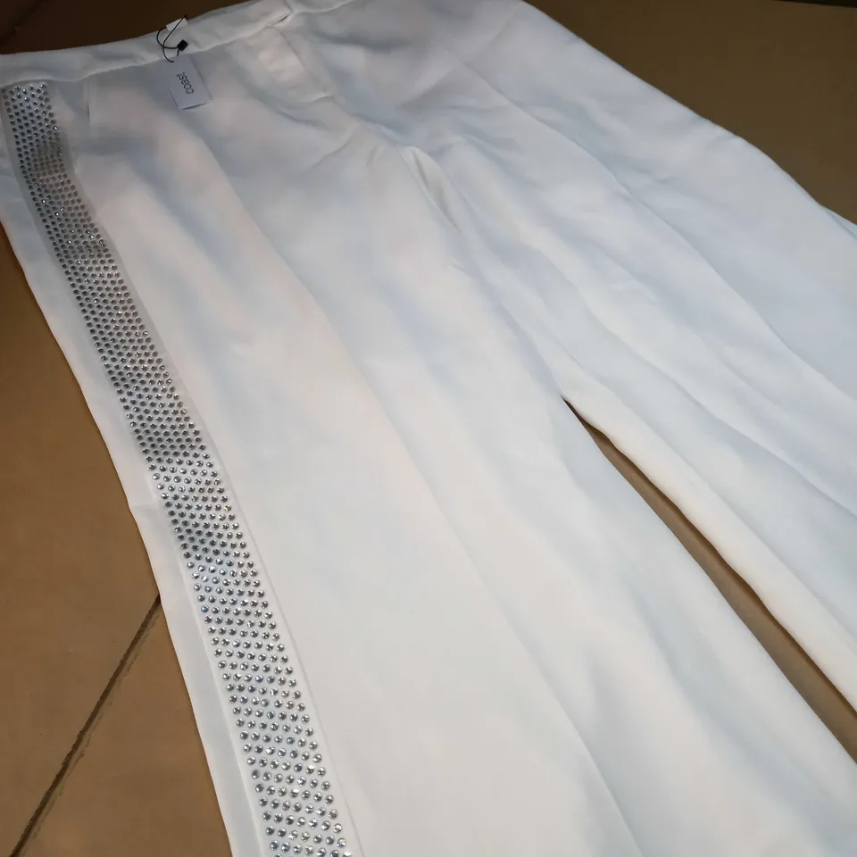 COAST IVORY GEM DETAIL WIDE LEG TROUSER - SIZE 18