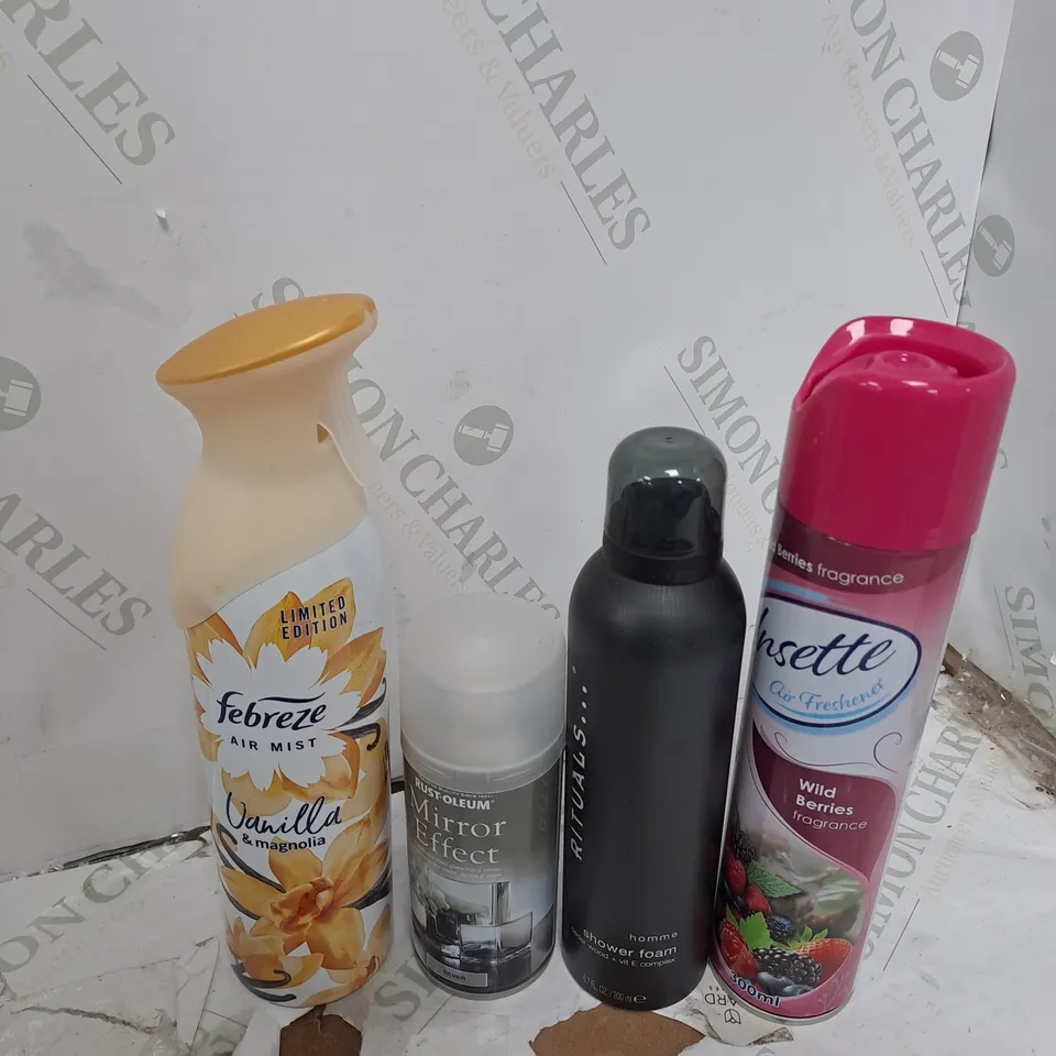 ASSORTED AEROSOLS TO INCLUDE FEBREZE MIRROR EFFECT EFFECT , SHOWER FOAM ,  ETC - COLLECTION ONLY 